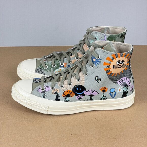 Converse Chuck 70 High Top Floral Sneakers Womens 10.5 Gray Sage Lace Up - Picture 10 of 10